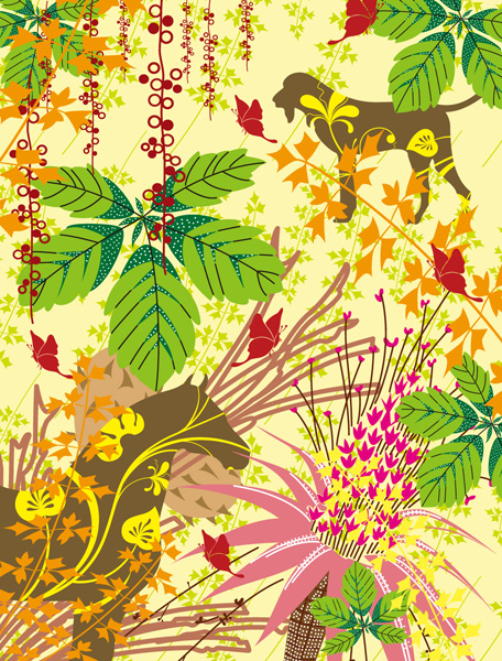 free vector Colorful plants and animals silhouette vector